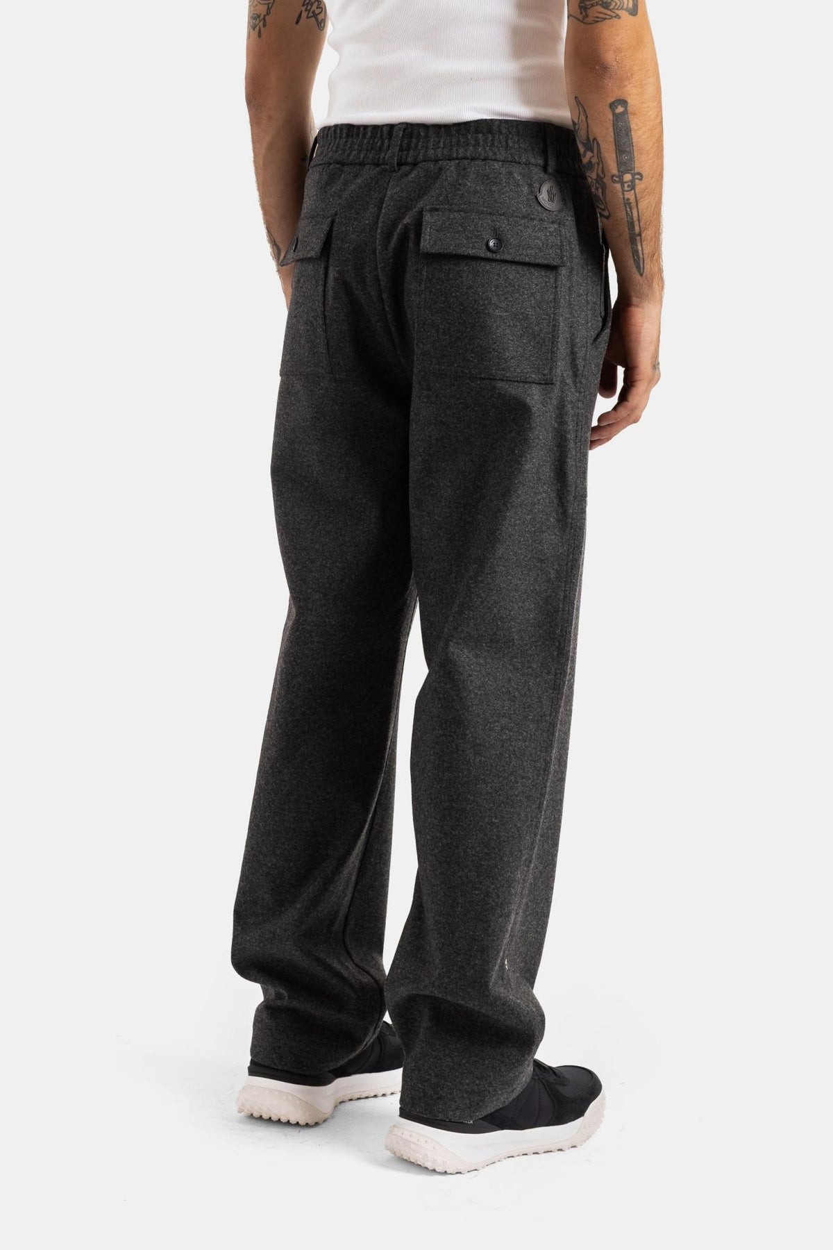 Moncler Black Wool Blend Slim Fit Suit Pants
