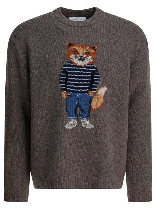 Maison Kitsune Dress Fox Intarsia Wool Crewneck Sweater PM00806 KH0002 H170