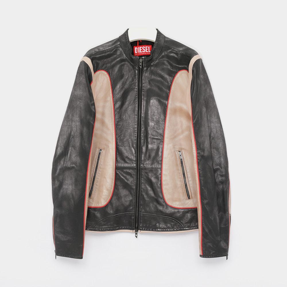 DIESEL Colorblock Leather Biker Jacket for Men A18587 0HGBU 9XX