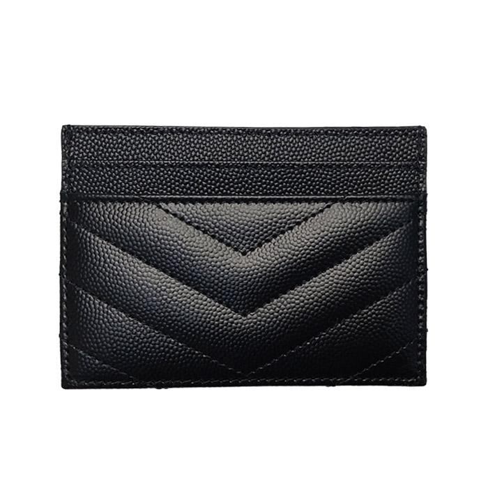 Saint Laurent Cassandra Matelassé Leather Card Holder Black