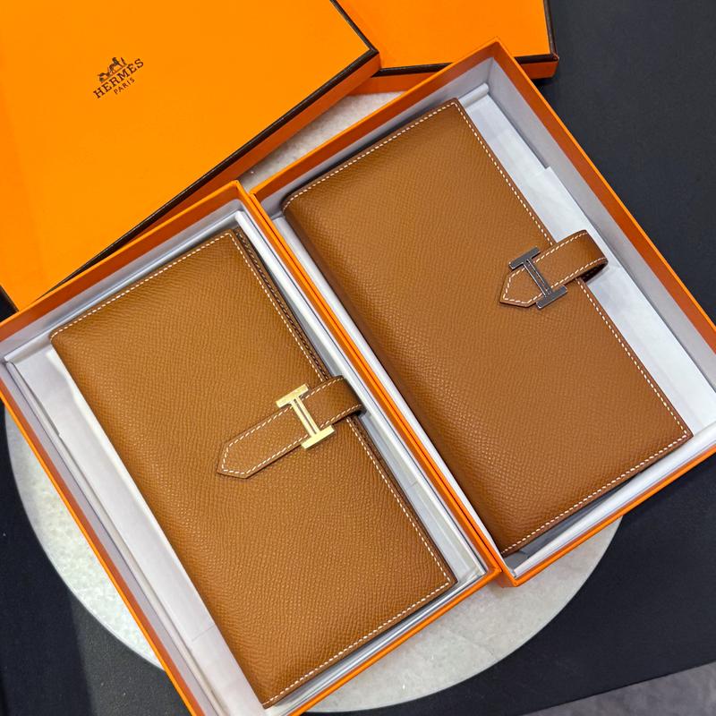 HERMES Bearn Long Wallet Epsom Gold with Palladium Hardware