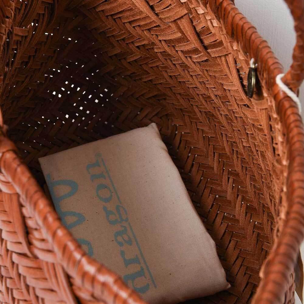 Dragon Diffusion Flat Gora Mini Tote Bag Tan Leather 8809 TAN
