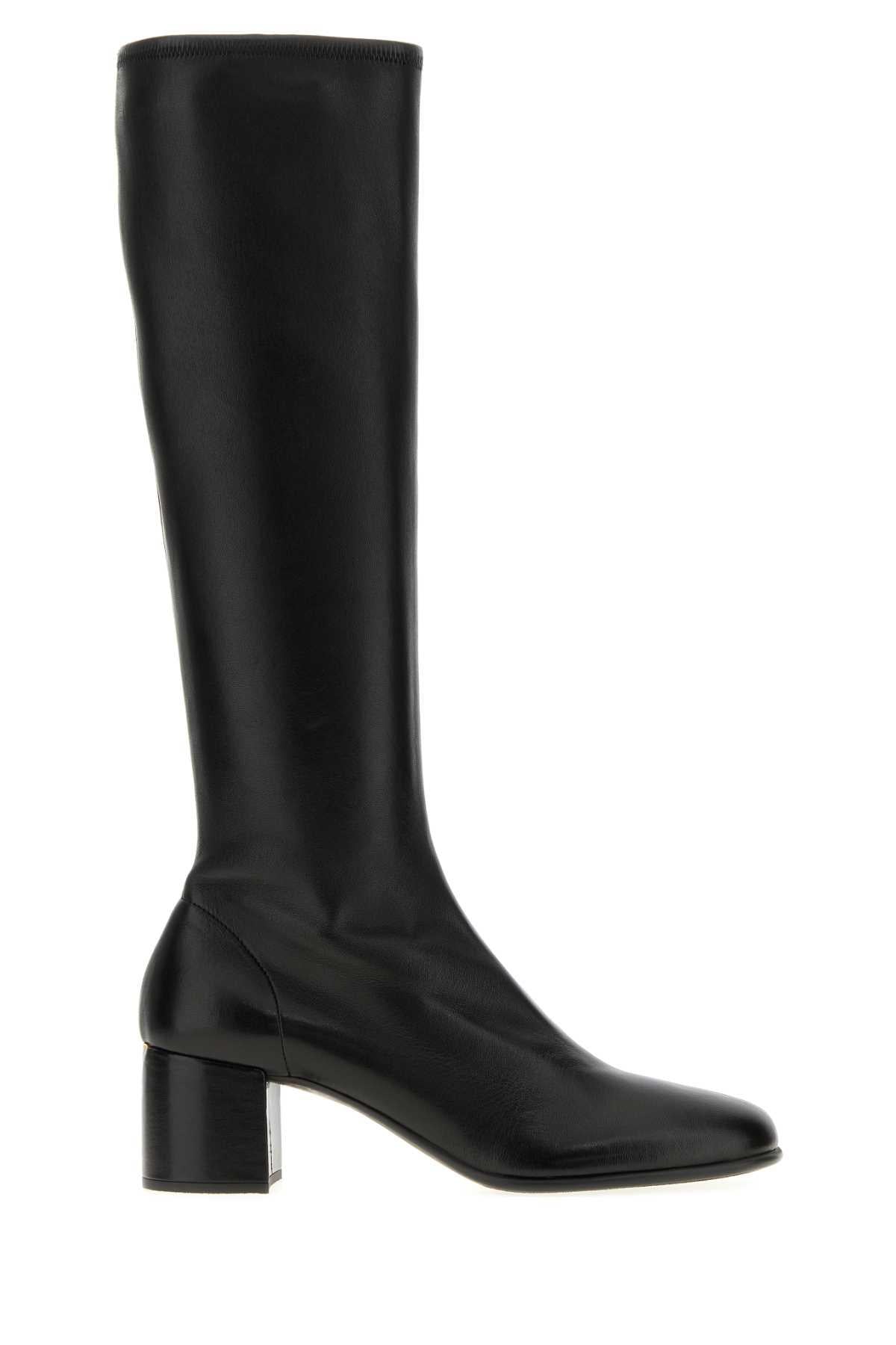 PRADA Black Leather Knee High Boots