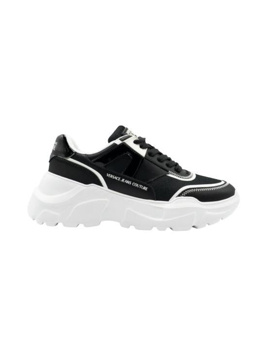 Versace White Leather Low-Top Sneakers 79VA3SC4ZSC78L01 BLACK WHITE DOM