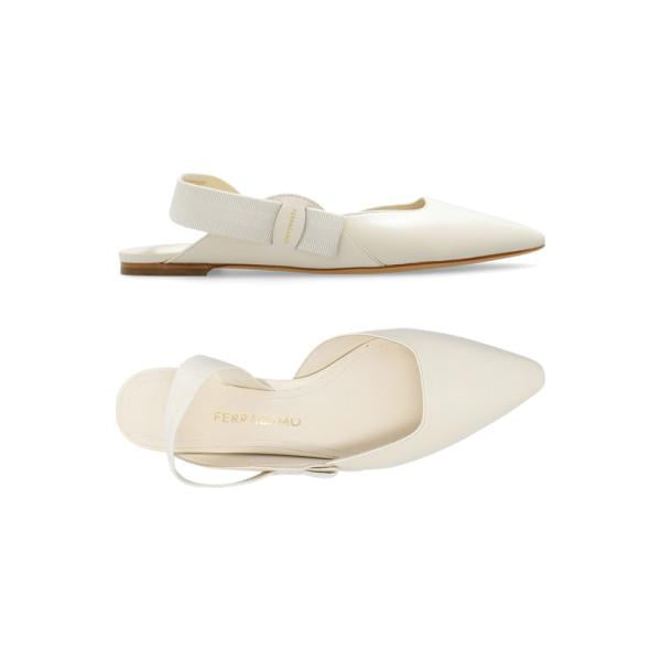 Ferragamo Ivory VANIA Bow Slingback Ballet Flats 0763421