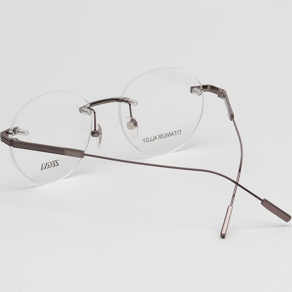 Zegna Titanium Rimless Round Eyeglass Frame Unisex Lightweight EZ5263 H 008