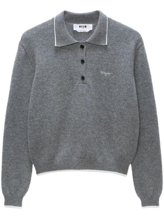 MSGM Cotton Polo Shirt for Women 3741MDM21924779098 GRAY DOM