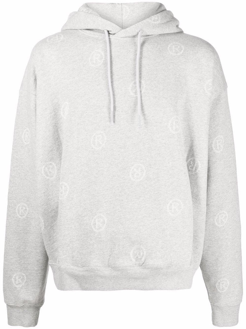 MARTINE ROSE Gray R Logo Pattern Hoodie Sweatshirt CMRSS22602FJ GREY STK
