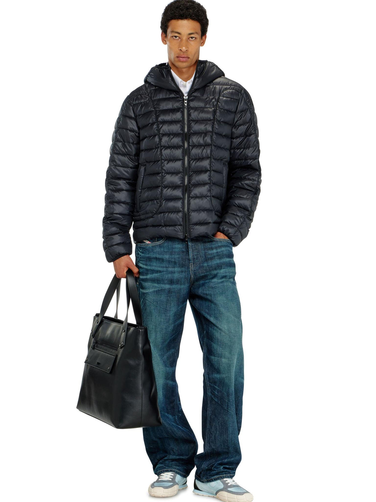 DIESEL Black Down Puffer Jacket for Men