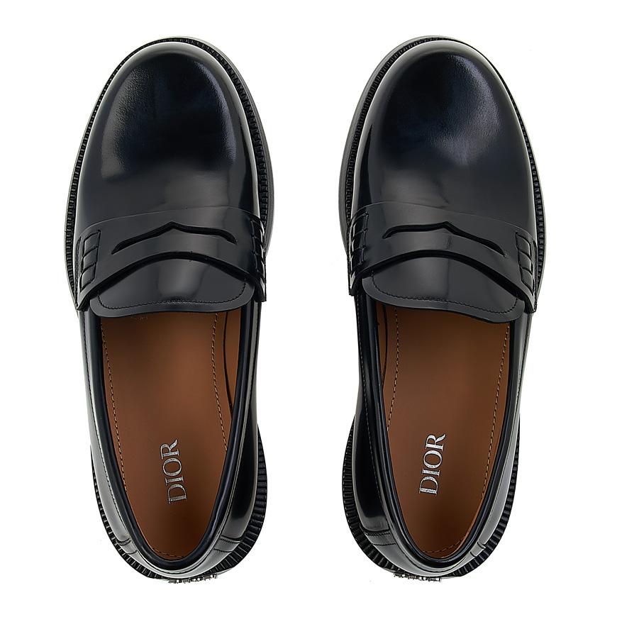 DIOR MEN Black Leather Carlo Loafers