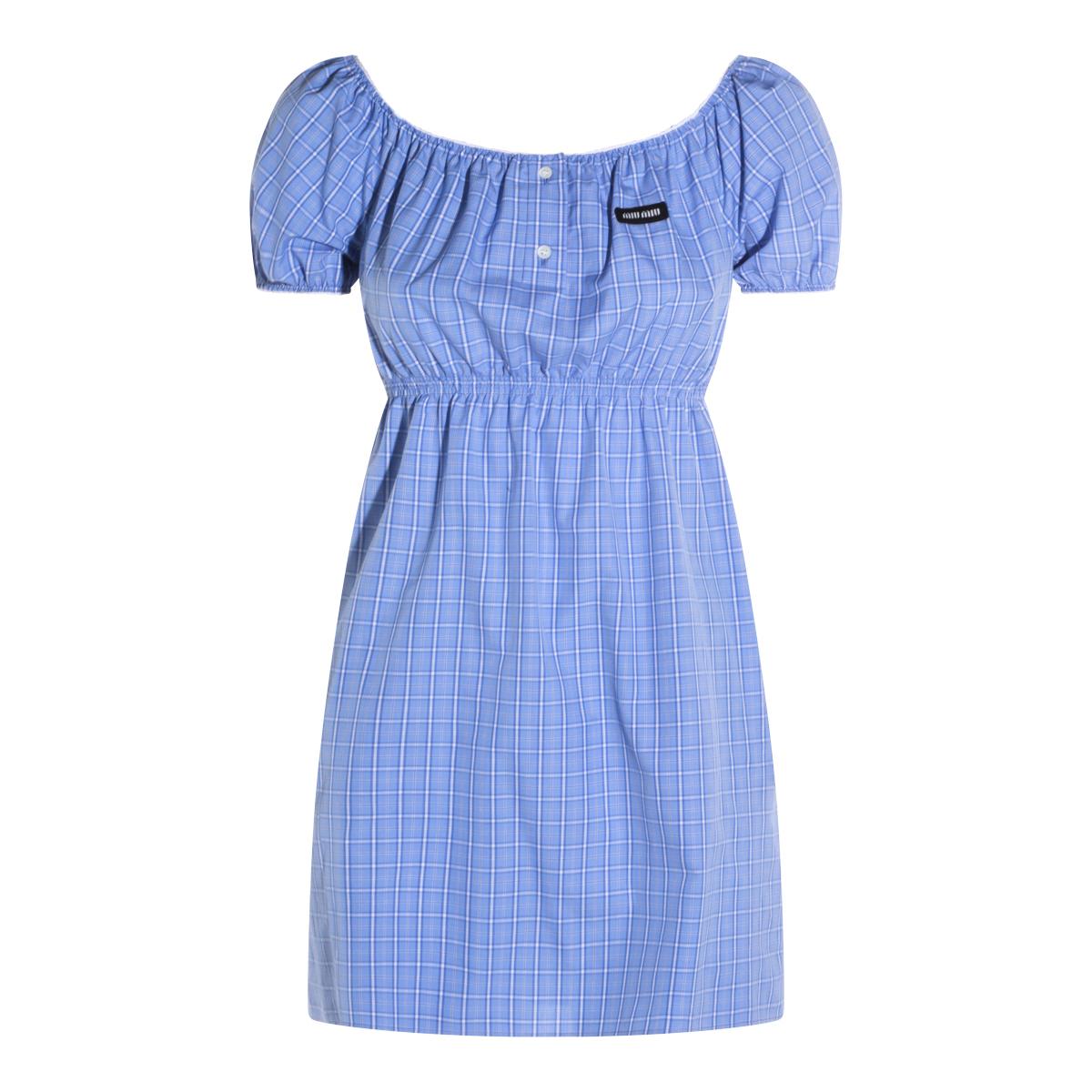 Miu Miu Short Sleeve Mini Dress Navy Wool Blend