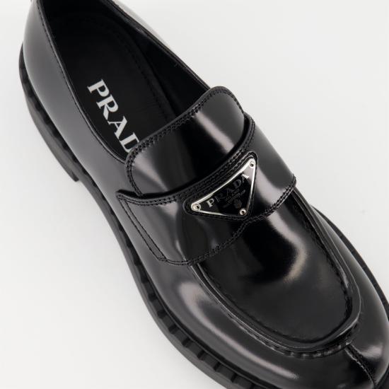 PRADA Black Leather Loafers 1D246M ULS F0002FG050