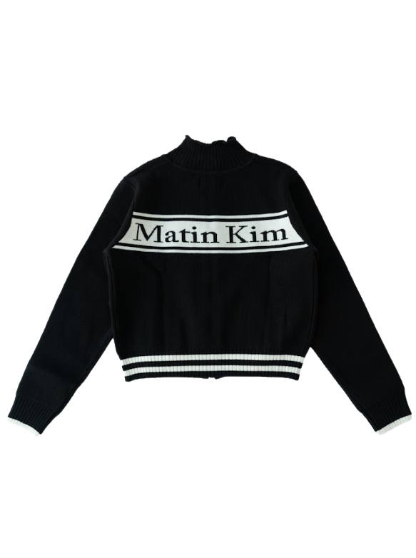 Matin Kim Spell Point Stripe Cardigan Black MK2500CD016V