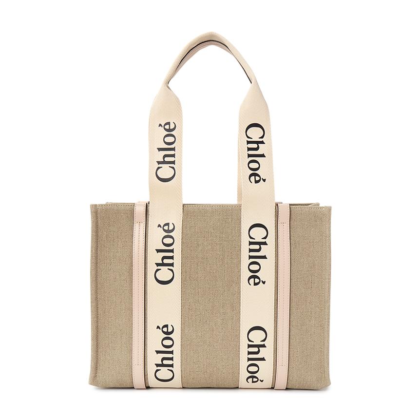 Chloe Woody Canvas Leather Tote Bag CHC22AS383I26 6J5