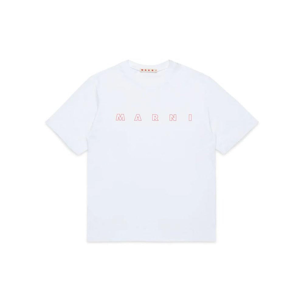 Marni Women’s Kids Logo T-Shirt White Cotton Top