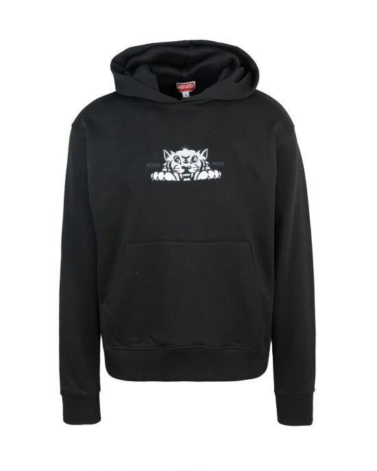 KENZO Happy Tiger Embroidered Cotton Hoodie 5HO253 4MF 99J