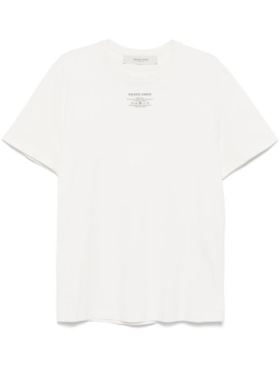 GOLDEN GOOSE Black Lettering Circle White Cotton T-Shirt