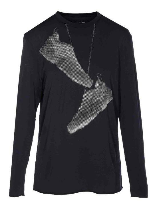 MM6 Salomon Sneakers Print Black Cotton T-Shirt Men