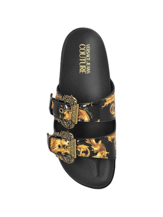 Versace Black Mule Slide Sandals 80VA3SM1 ZS366 G89 BLACK GOLD DOM