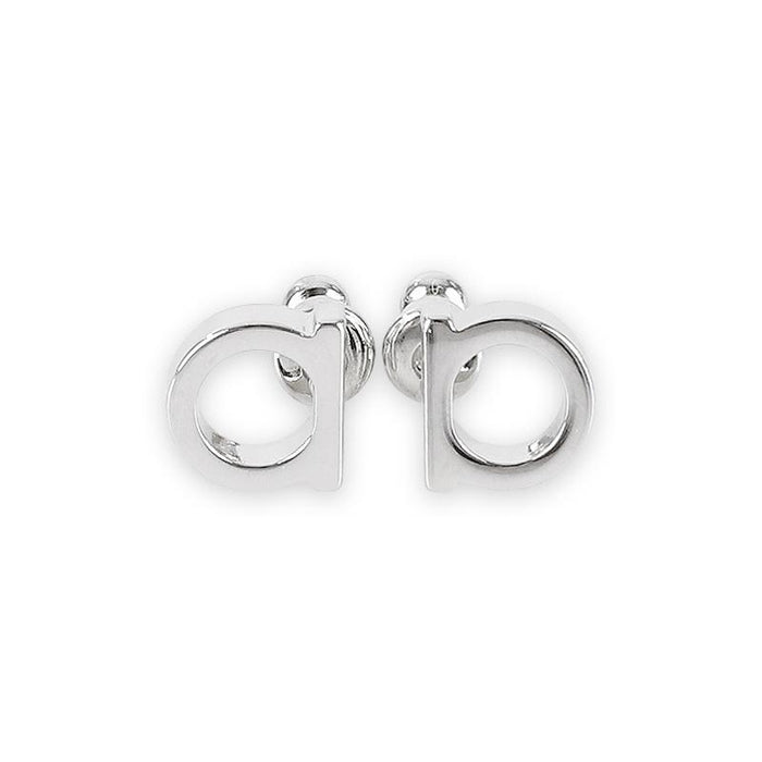 Ferragamo Gancini Small Stud Earrings Silver Women Jewelry