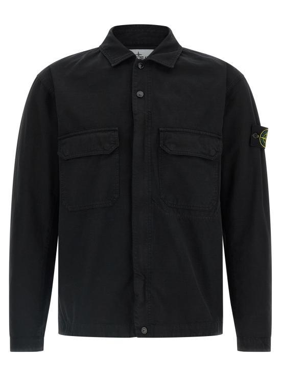 STONE ISLAND Cotton Zip-Up Overshirt Long Sleeve Shirt K2S15 S0211 V0029