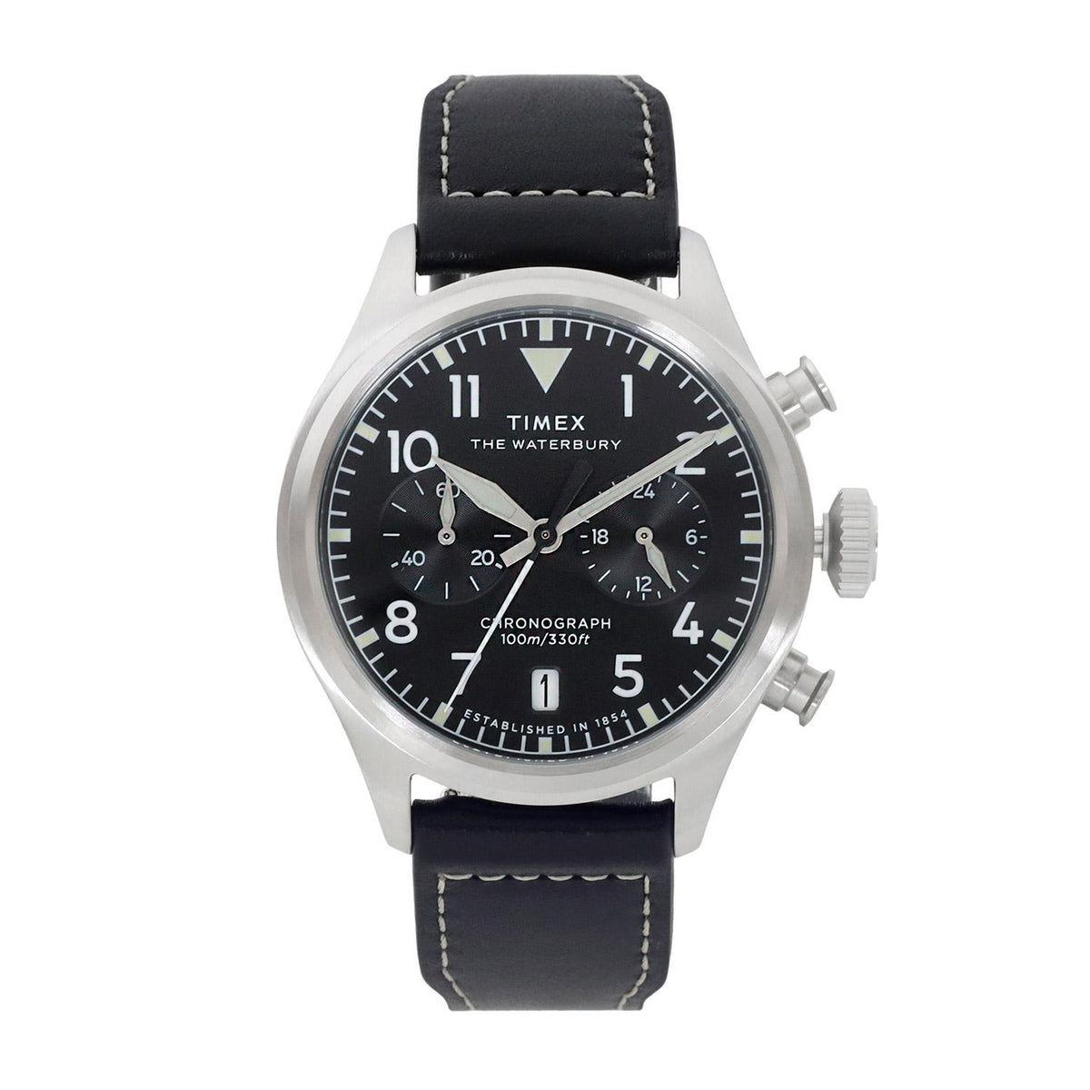 Timex Black Waterbury Ace Chronograph 41mm Stainless Steel Watch