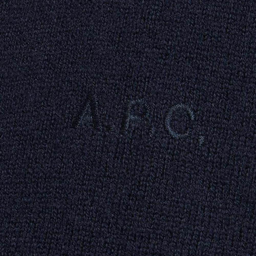 A.P.C. Logo Embroidered V-Neck Wool Cardigan Black Men