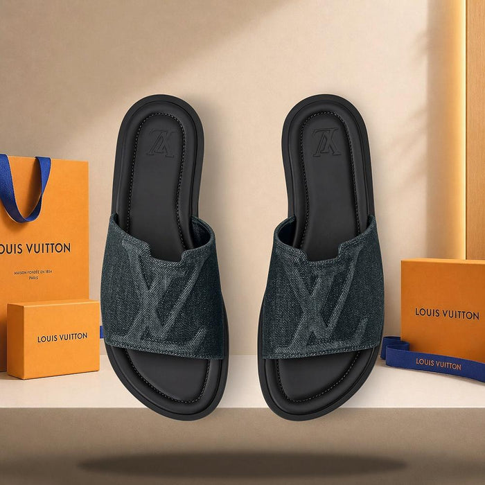 Louis Vuitton Portofino Mules Black Leather Slide Sandals