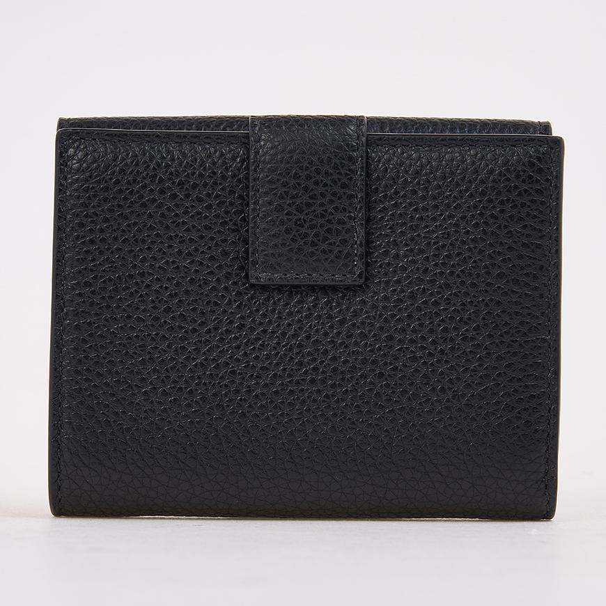 Ferragamo Gancini Compact Bifold Wallet Black Red Women’s Leather