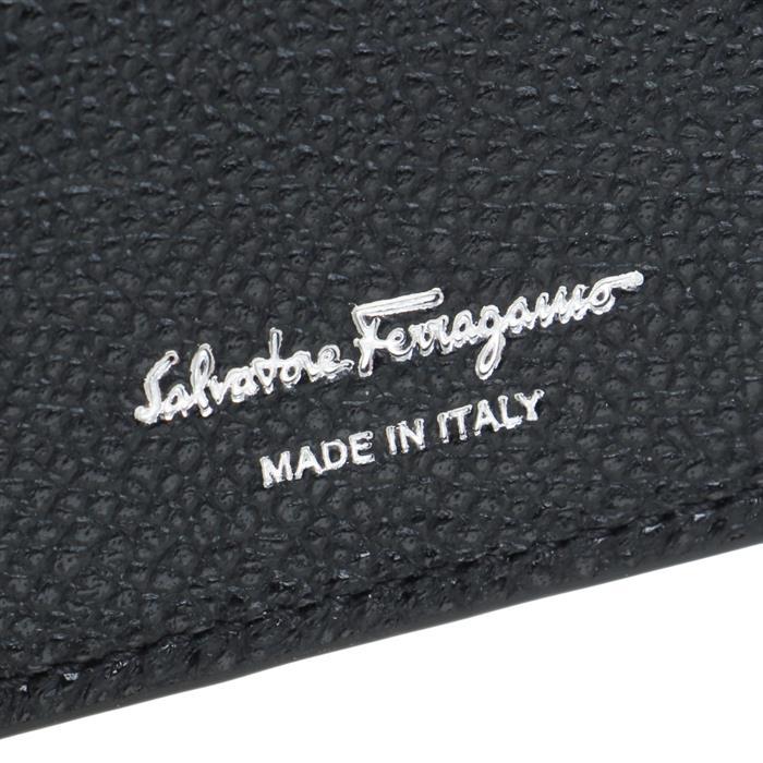Ferragamo Slim Gancini Leather Card Holder Wallet Black