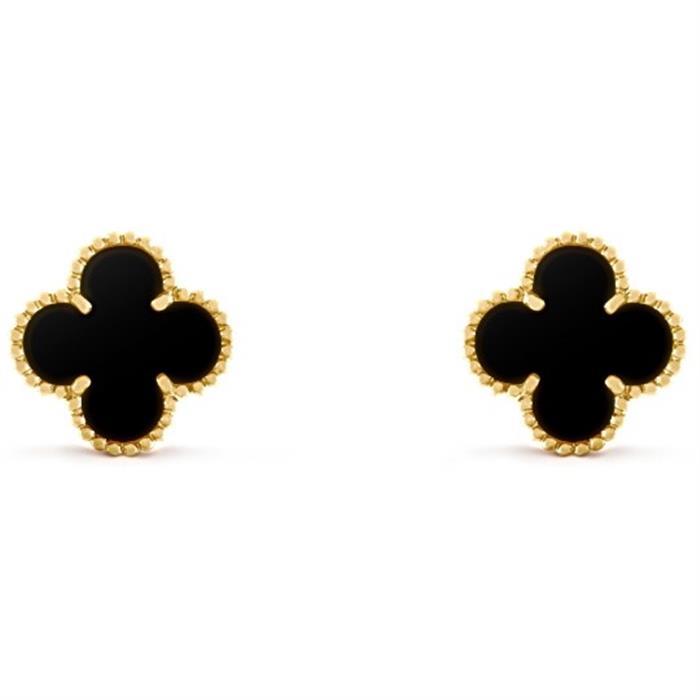 Van Cleef & Arpels Vintage Alhambra Earrings Gold Mother of Pearl