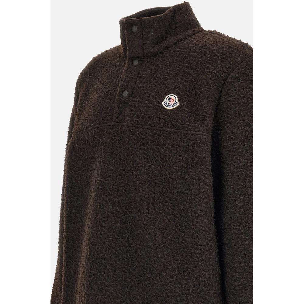 Moncler Logo Patch Men’s Turtleneck Knit Sweater Beige