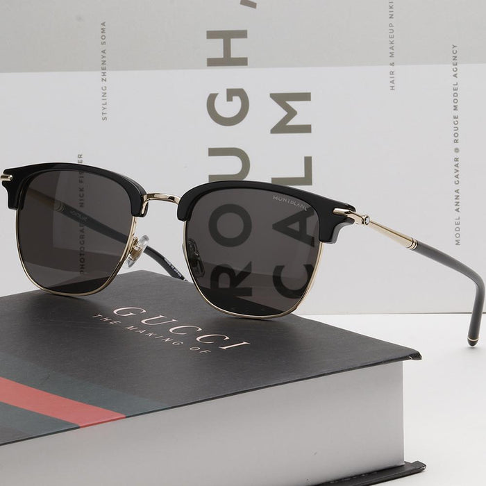 Montblanc Black Half-Rim Unisex Sunglasses