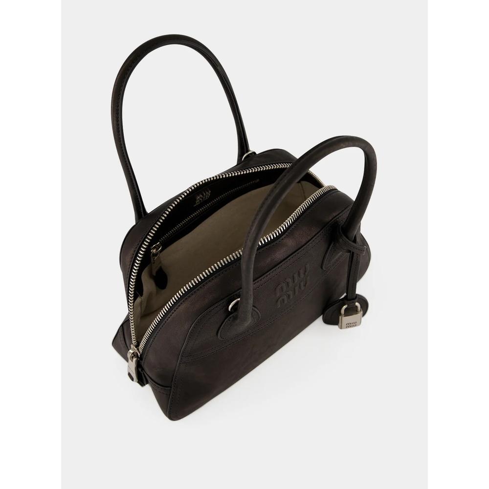 Miu Miu Matelassé Leather Small Tote Bag Black
