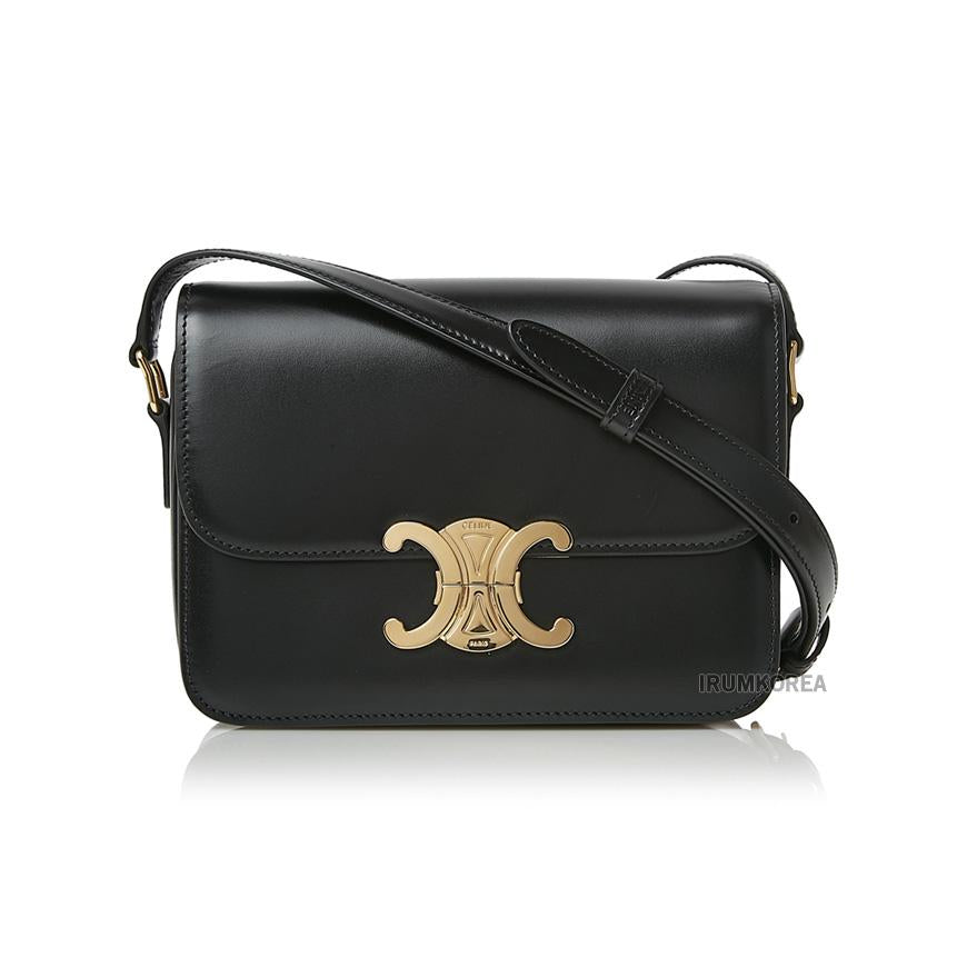 CELINE Teen Triomphe Crossbody Bag Black Leather Shoulder Bag