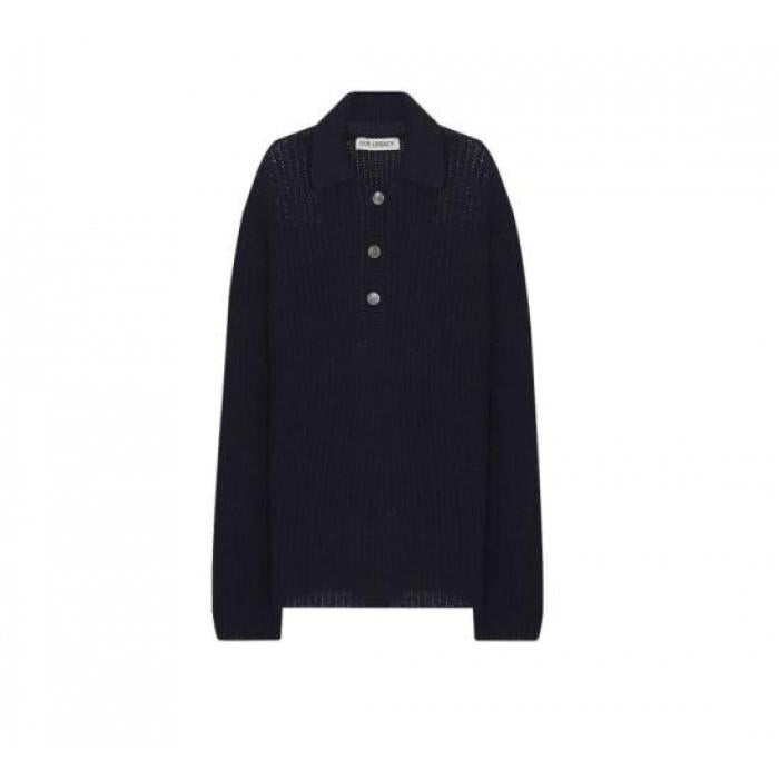 OUR LEGACY Navy Chunky Cotton Rib Piqué T-Shirt W2233BEN