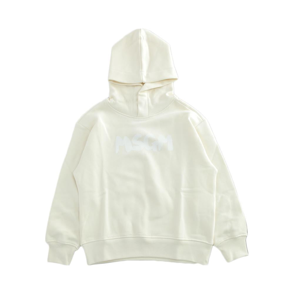 MSGM Ivory Logo Print Hoodie Women’s Kids Fit F5MSJUHS021 013