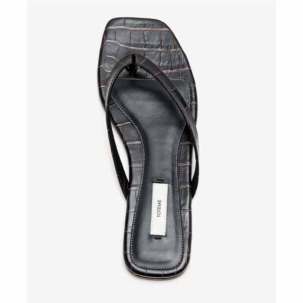Toteme Croc-Embossed Leather Flip Flop Sandals 243 WAS4557 LE0076 034