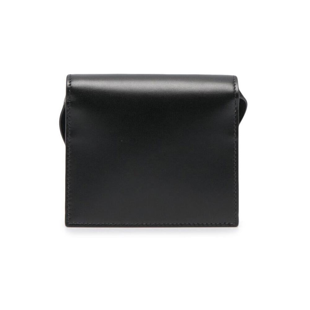 THOM BROWNE Patent Leather Card Holder Crossbody Bag Black