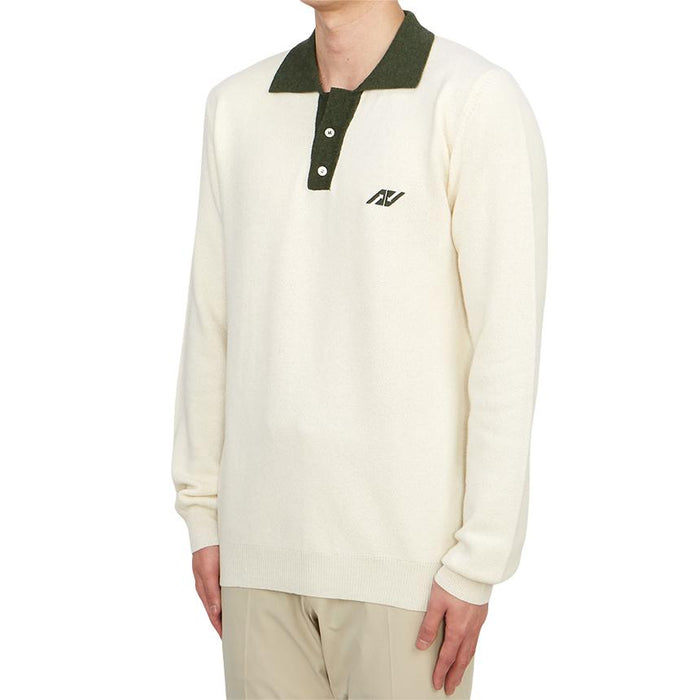 AUTRY Men’s White Knit Polo Sweater