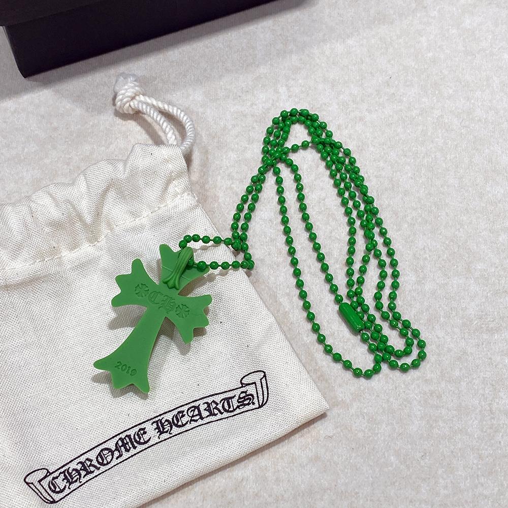 Chrome Hearts Green CH Cross Pendant Necklace Unisex
