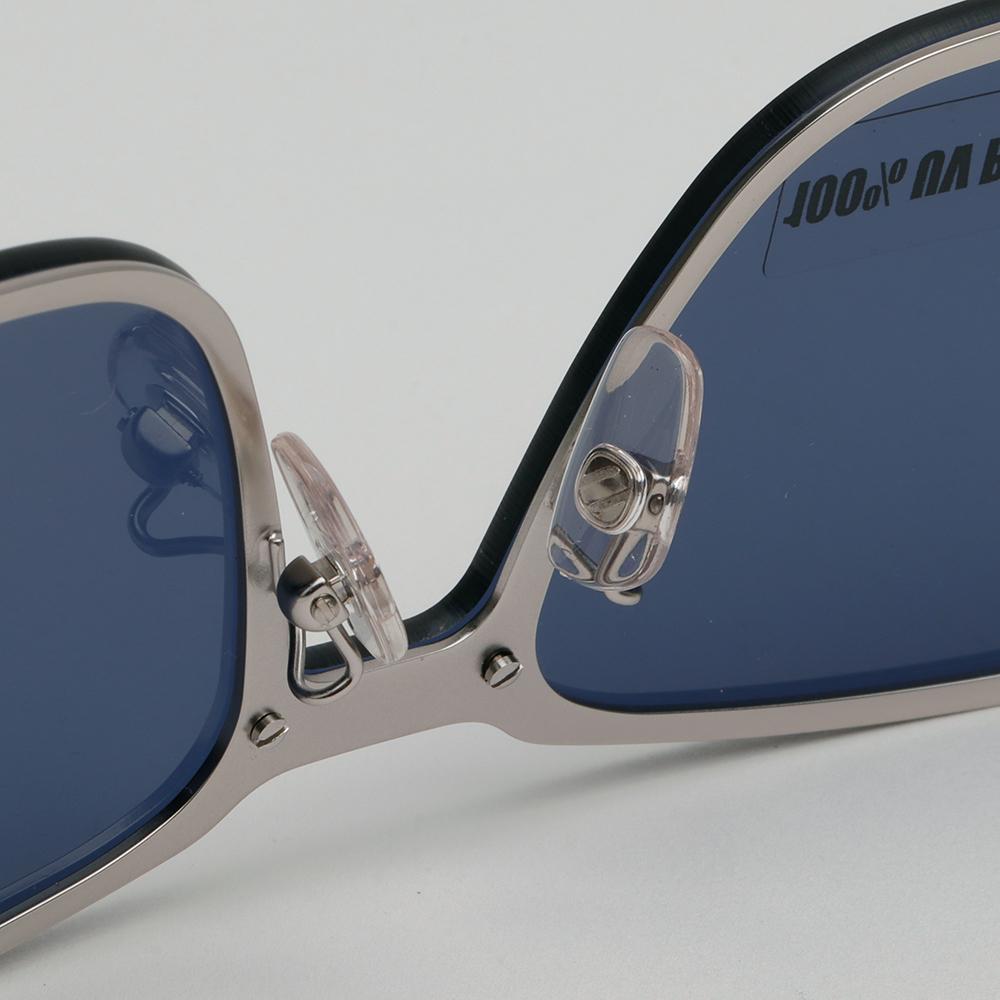 Zegna Matte Silver Asian Fit Sunglasses with Blue Lenses EZ0197D 16A