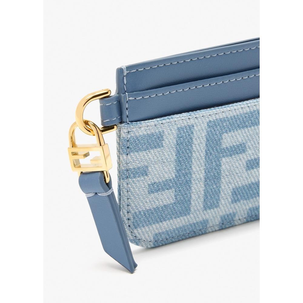 FENDI FF Baguette Leather Card Holder Wallet F1X25