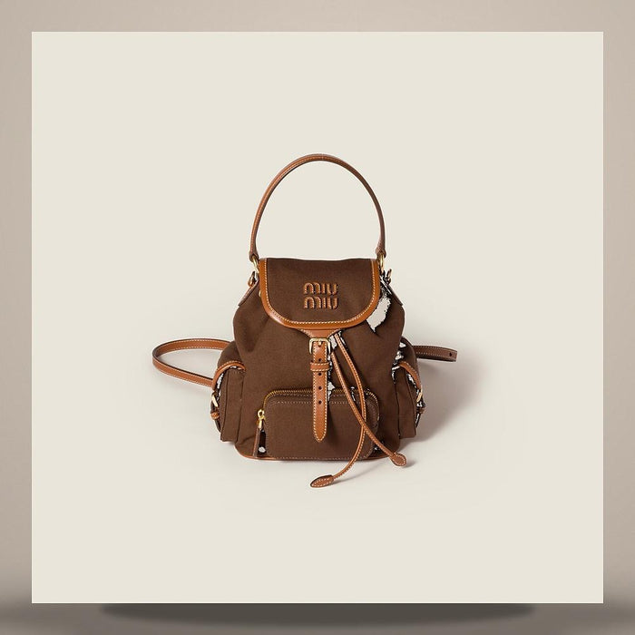 Miu Miu Canvas and Leather Backpack