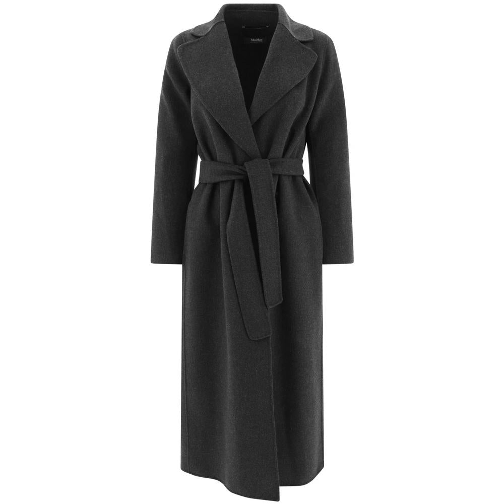 Max Mara Women's Long Wool Dark Gray Melange Coat 2390161033 008