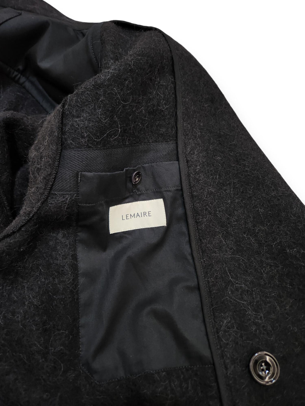 Lemaire Black Wool Alpaca Soft Coat