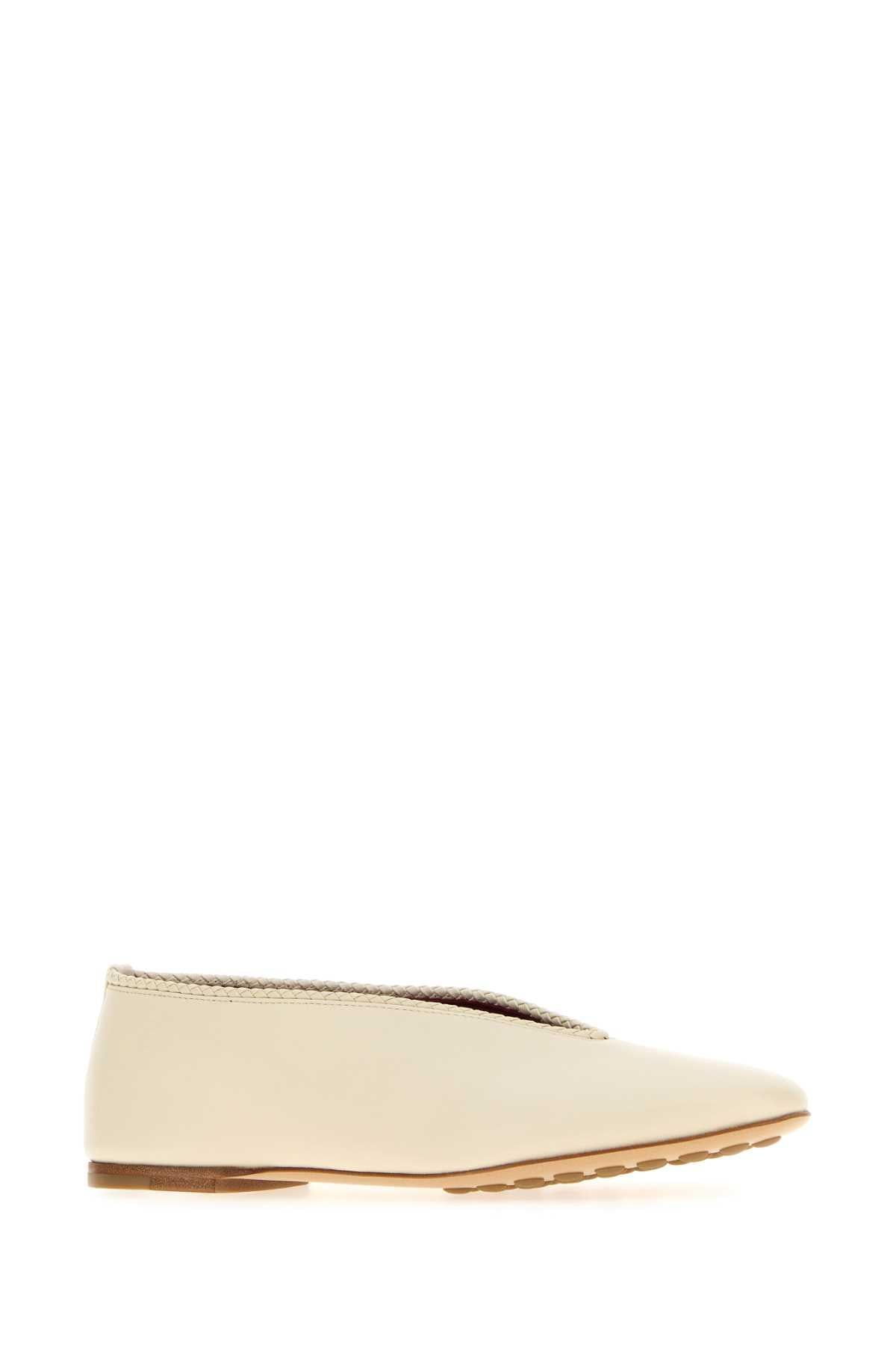 Bottega Veneta Leather Flat Shoes White Women’s Flats