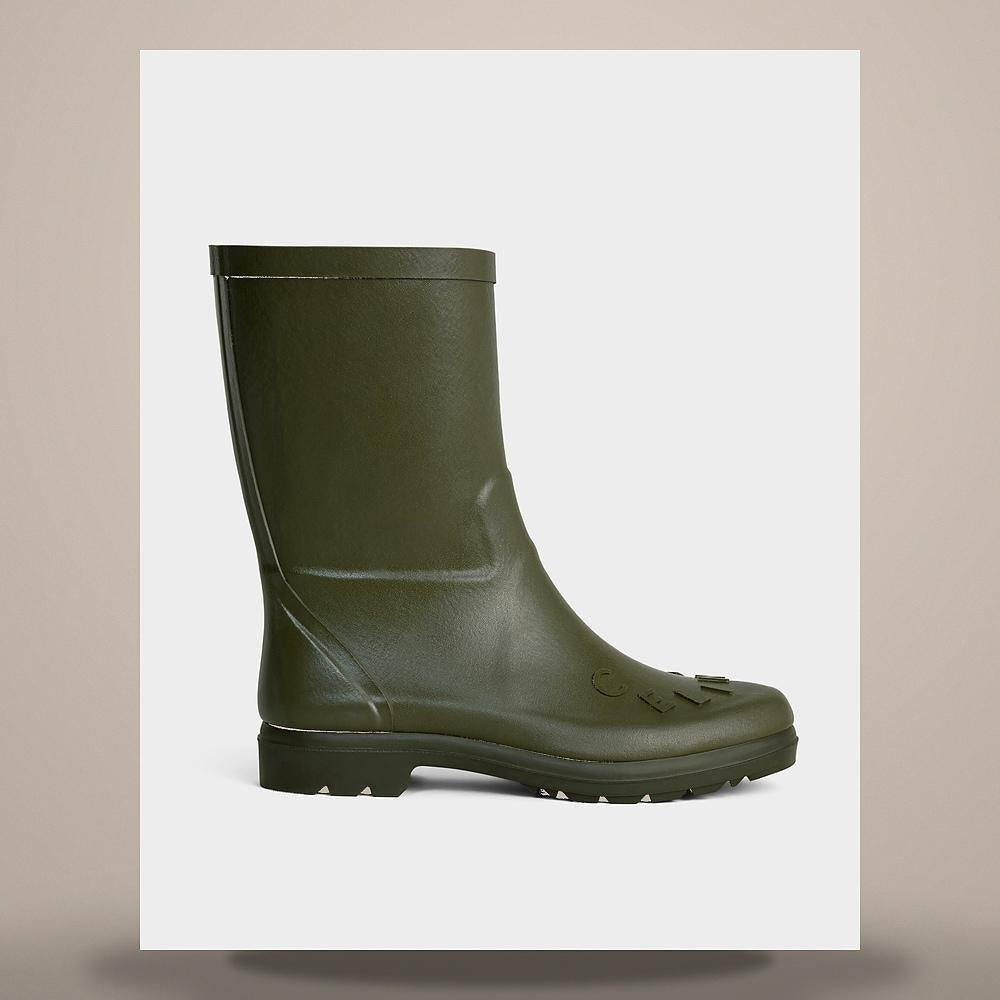 CELINE High Rain Boots Natural Rubber Black Chelsea Boots