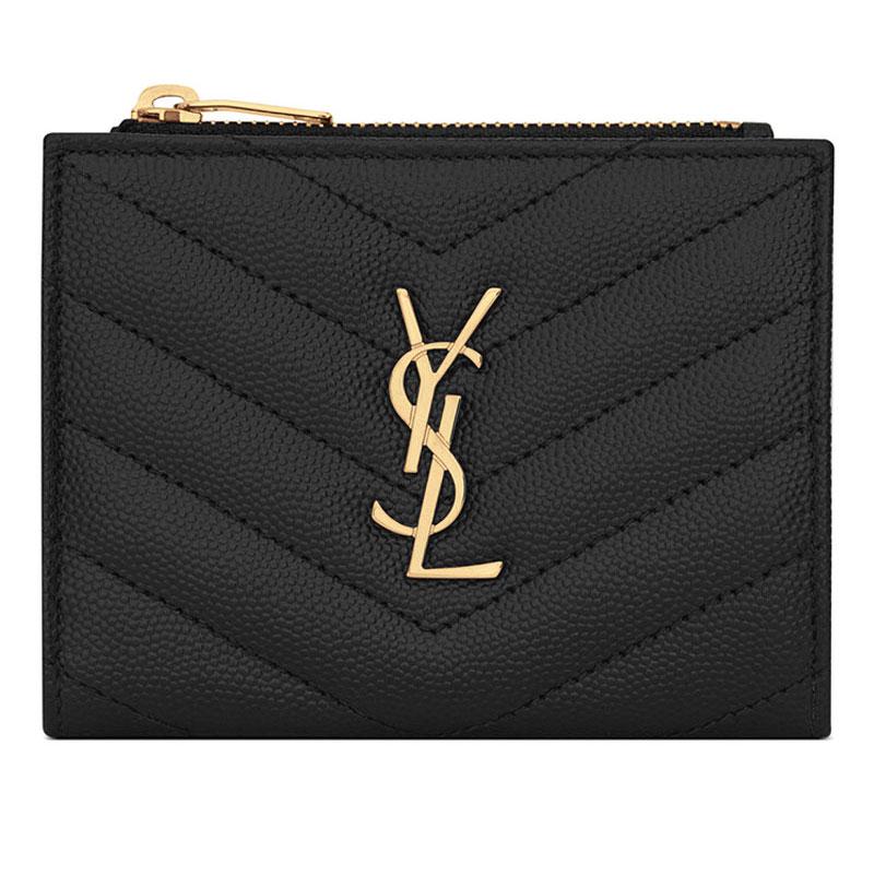 Saint Laurent Cassandra Matelassé Women’s Small Wallet Black Leather