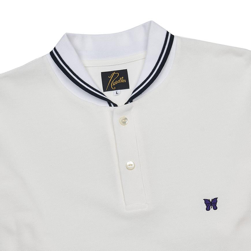 NEEDLES Men’s Shawl Polo T-Shirt QV354A OFF WHITE